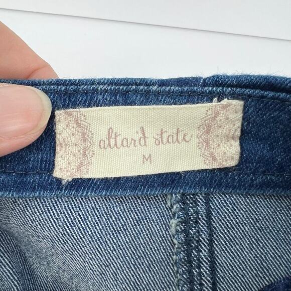 EUC Altar'd State M Stretchy Light Denim Back Zip A-Line Micro Mini Skirt - Picture 4 of 7